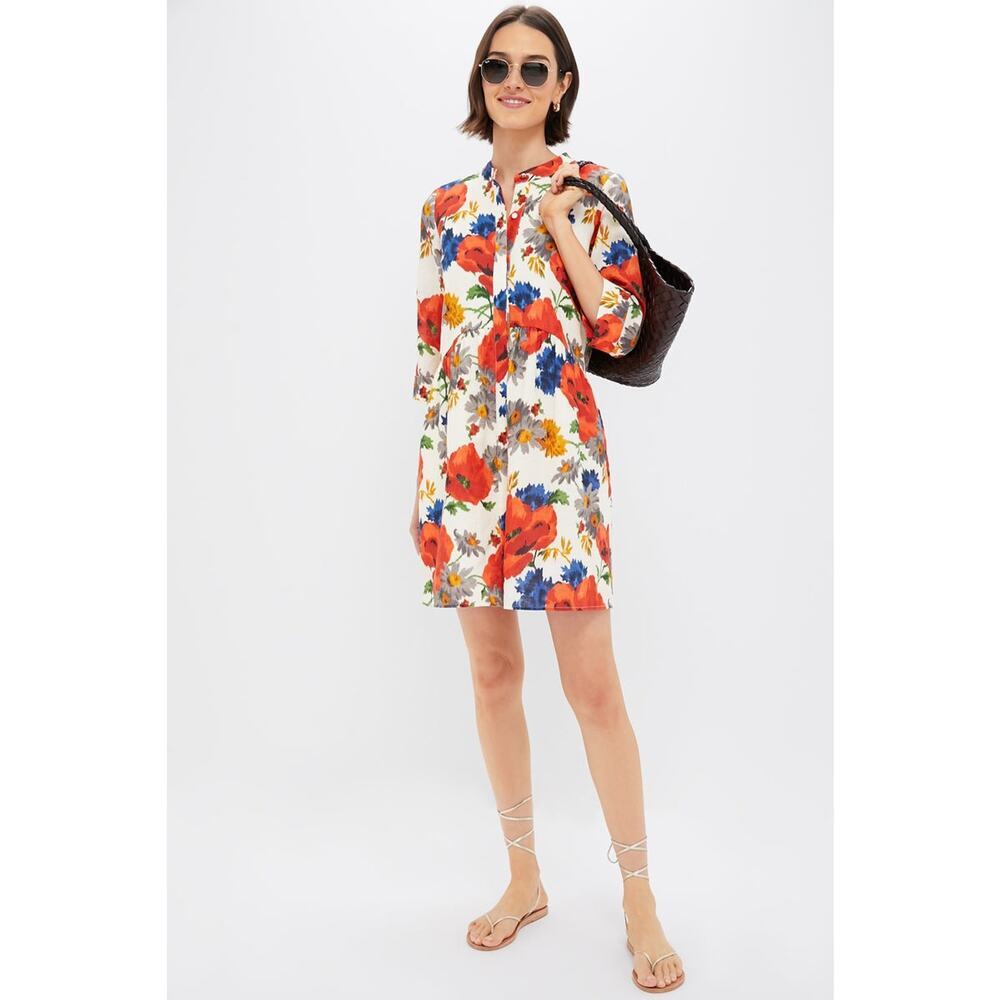 TUCKERNUCK Crimson Poppy Cotton Linen Royal Shirt Dress Size XS NWT - Picture 7 of 8